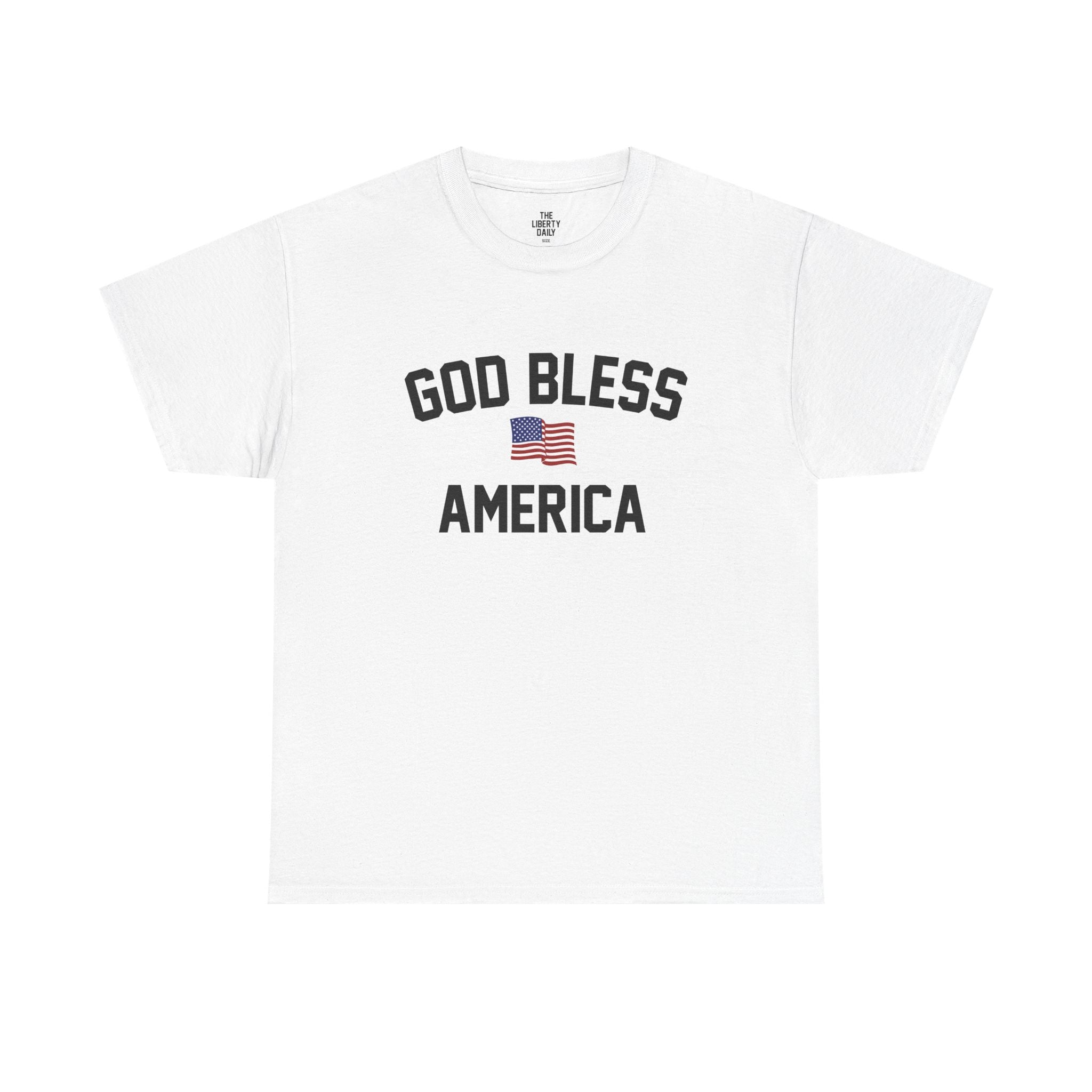 God Bless America - Graphic Tee with American Flag Design
